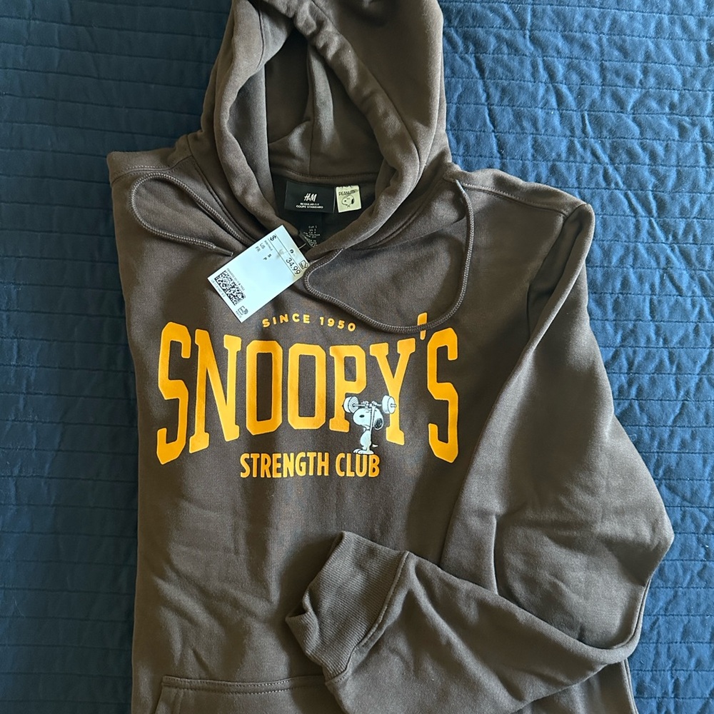 H&M Dark Brown Snoopy's Strength Club Hoodie
